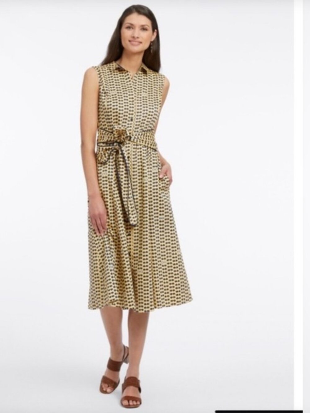 Nic+Zoe Sunnies Shirt Dress - Blue & Yellow Sunglasses Patterned Midi Dress